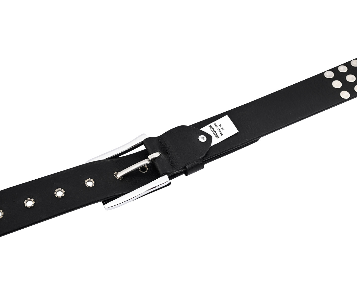premium leather belts with round pyramids design & steel buckle for all