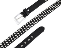 Premium Leather Belts with Round Pyramids Design & Steel Buckle for All