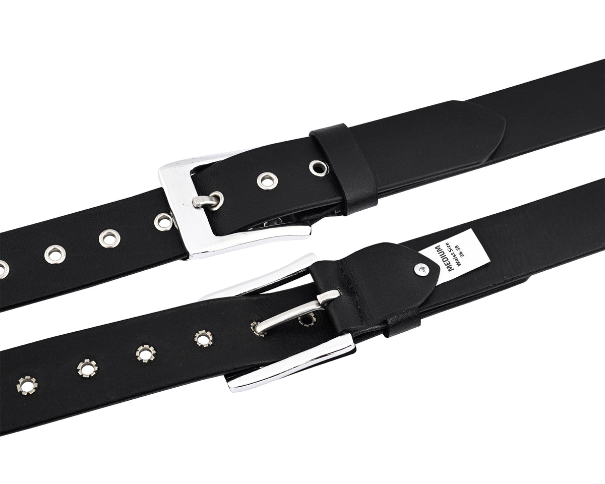 Premium Leather Belts with Round Pyramids Design & Steel Buckle for All