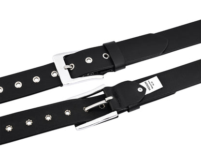 Premium Leather Belts with Round Pyramids Design & Steel Buckle for All