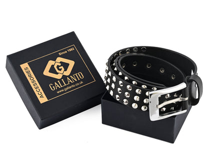 Premium Leather Belts with Round Pyramids Design & Steel Buckle for All