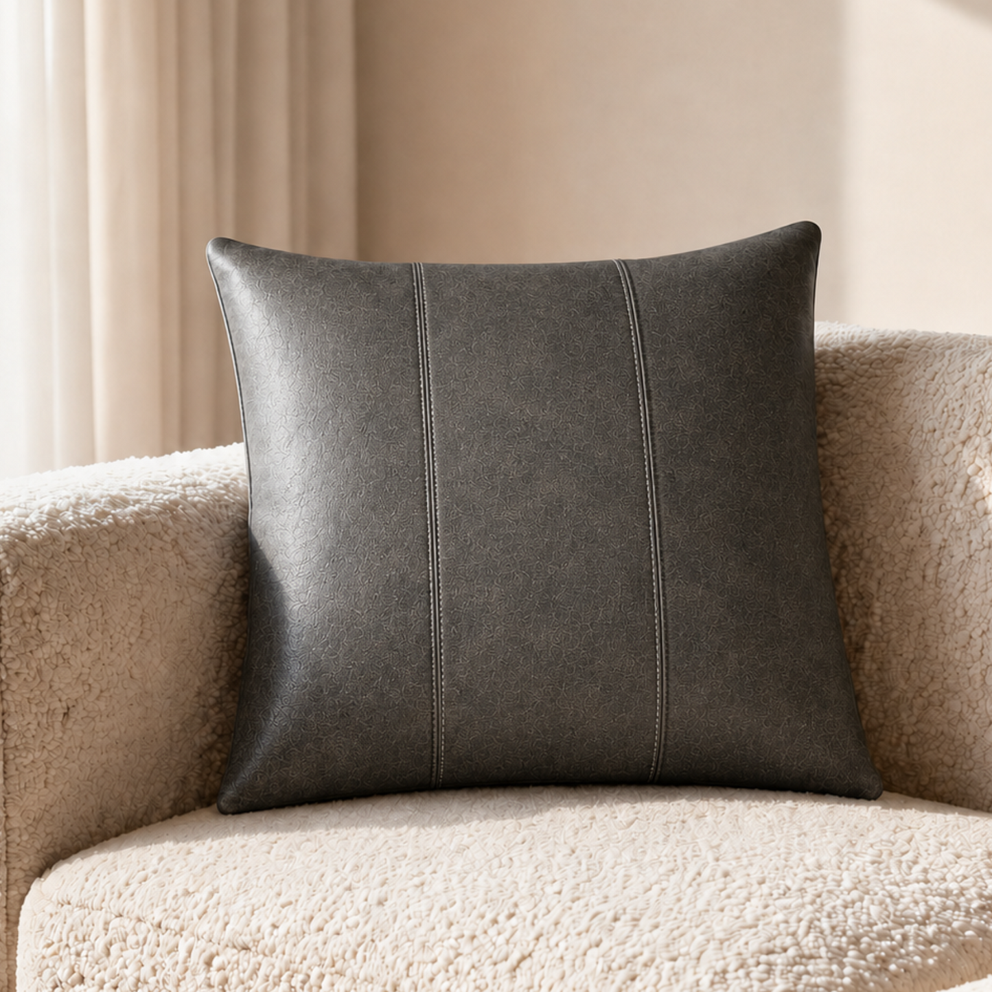 genuine leather striped cushion covers – set of 2 in nine colours