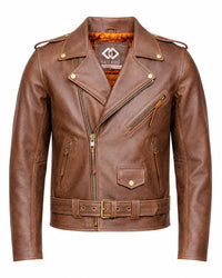 Terminator Style Mens Black Leather Marlon Brando Biker Motorcycle Jacket