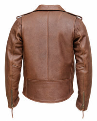 Terminator Style Mens Black Leather Marlon Brando Biker Motorcycle Jacket