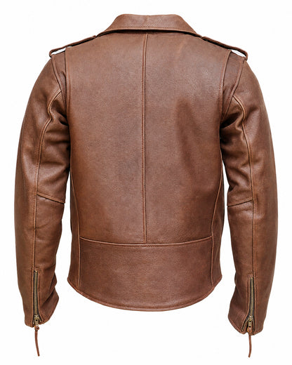 Terminator Style Mens Black Leather Marlon Brando Biker Motorcycle Jacket