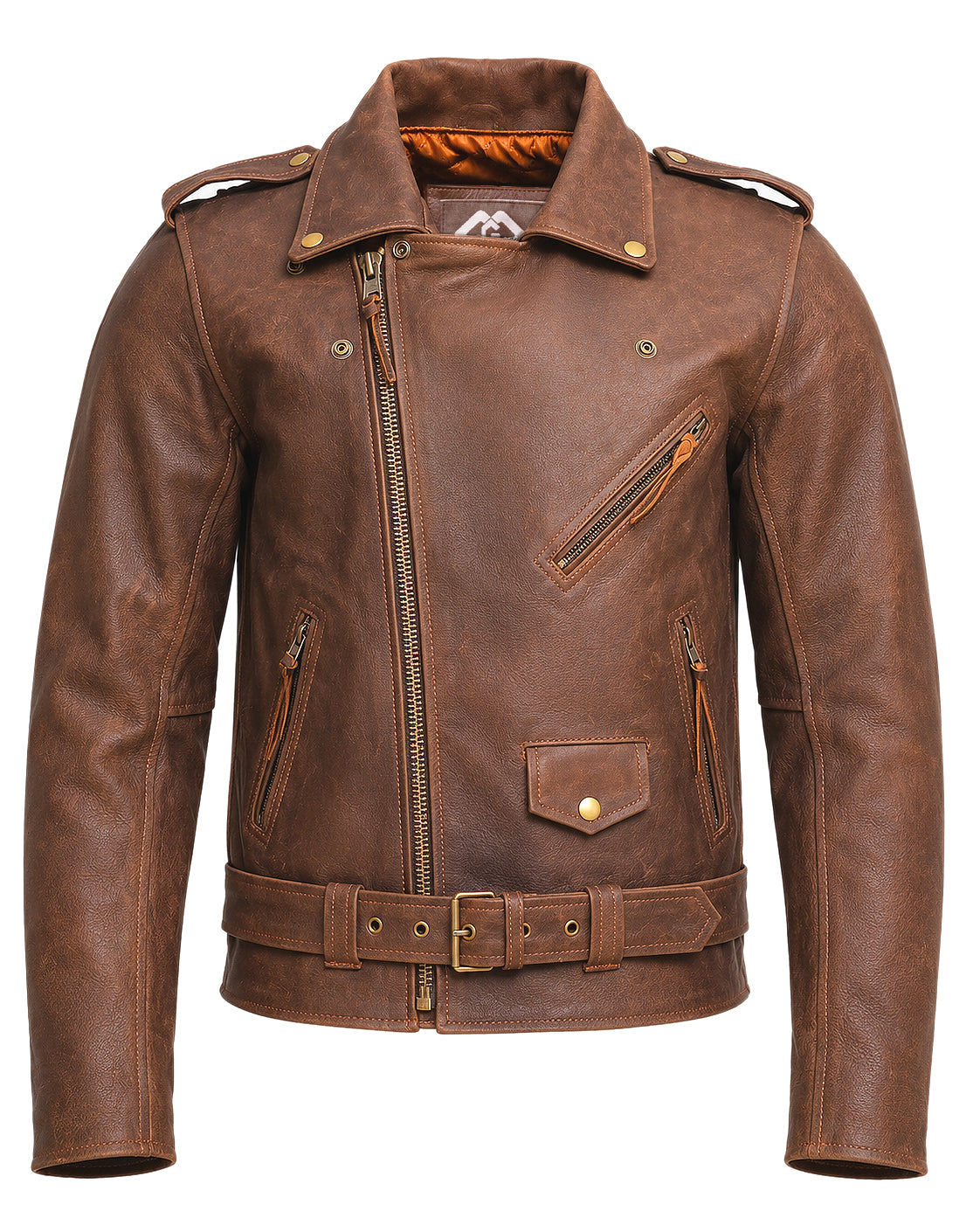 terminator style mens black leather marlon brando biker motorcycle jacket