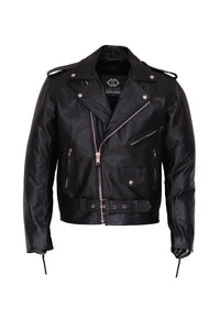 Men’s Full-Grain Cowhide Leather Brando Biker Jacket
