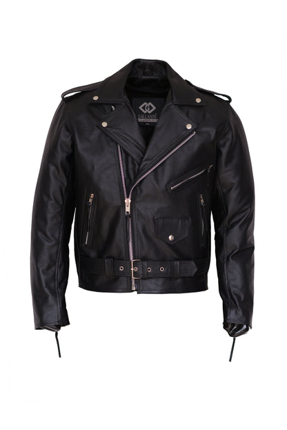 Men's Leather Jackets-Full Grain Cowhide Brando Biker Jacket