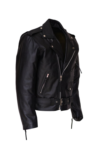 Men's Leather Jackets-Full Grain Cowhide Brando Biker Jacket