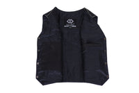 Mens Black Distressed Leather Biker Vest Waistcoat with Embossed Flying Skull