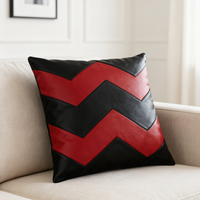 Set of 2  Leather Cushion Cover for Sofa in Zig Zag Design