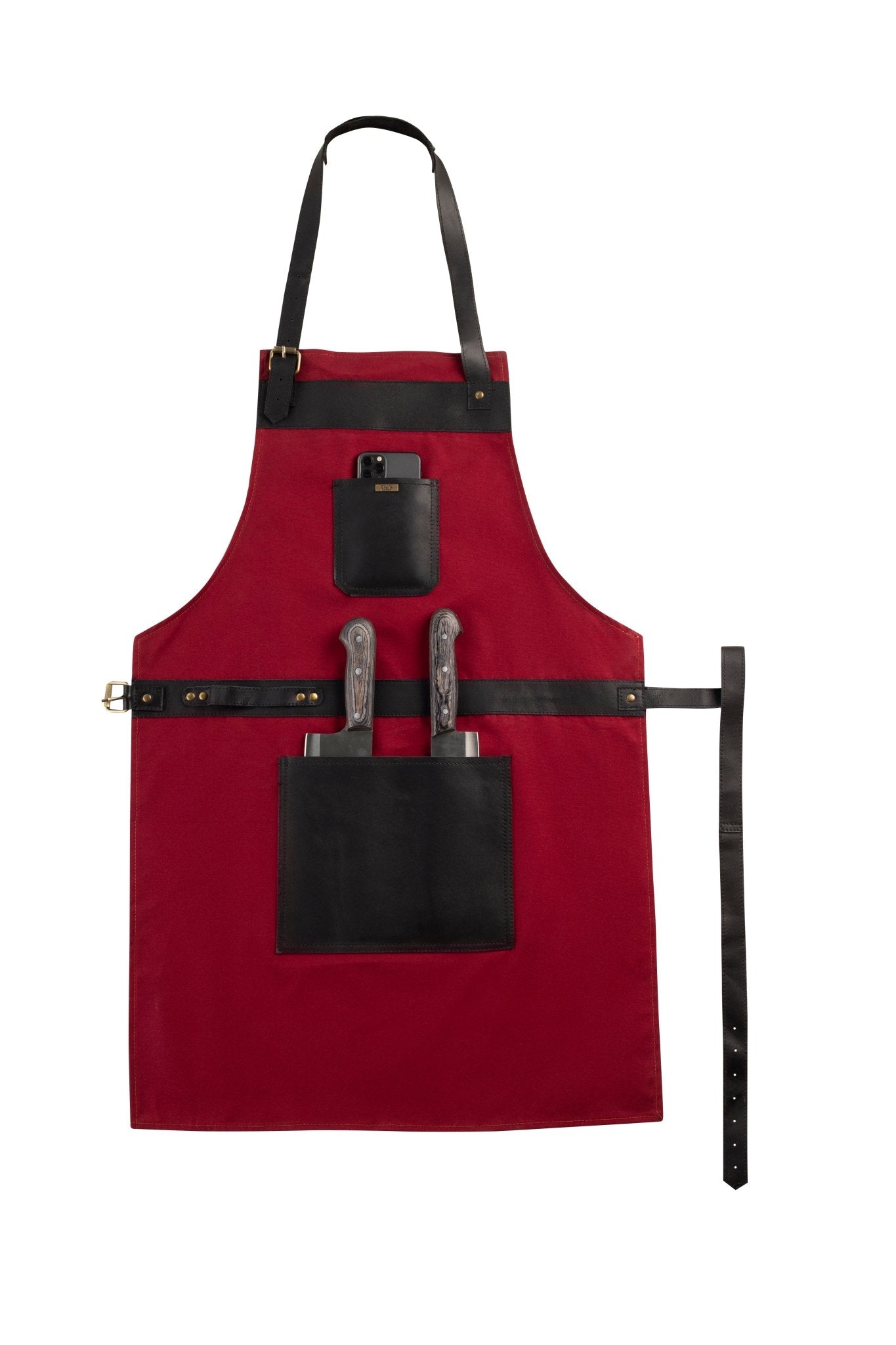 bbq, blacksmith, grill, woodwork, chef, butcher canvas apron with leather straps - 