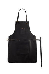 BBQ, Blacksmith, Grill, Woodwork, Chef, Butcher Canvas Apron with Leather Straps - 