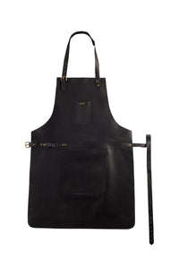 BBQ, Blacksmith, Grill, Woodwork, Chef, Butcher Canvas Apron with Leather Straps - 
