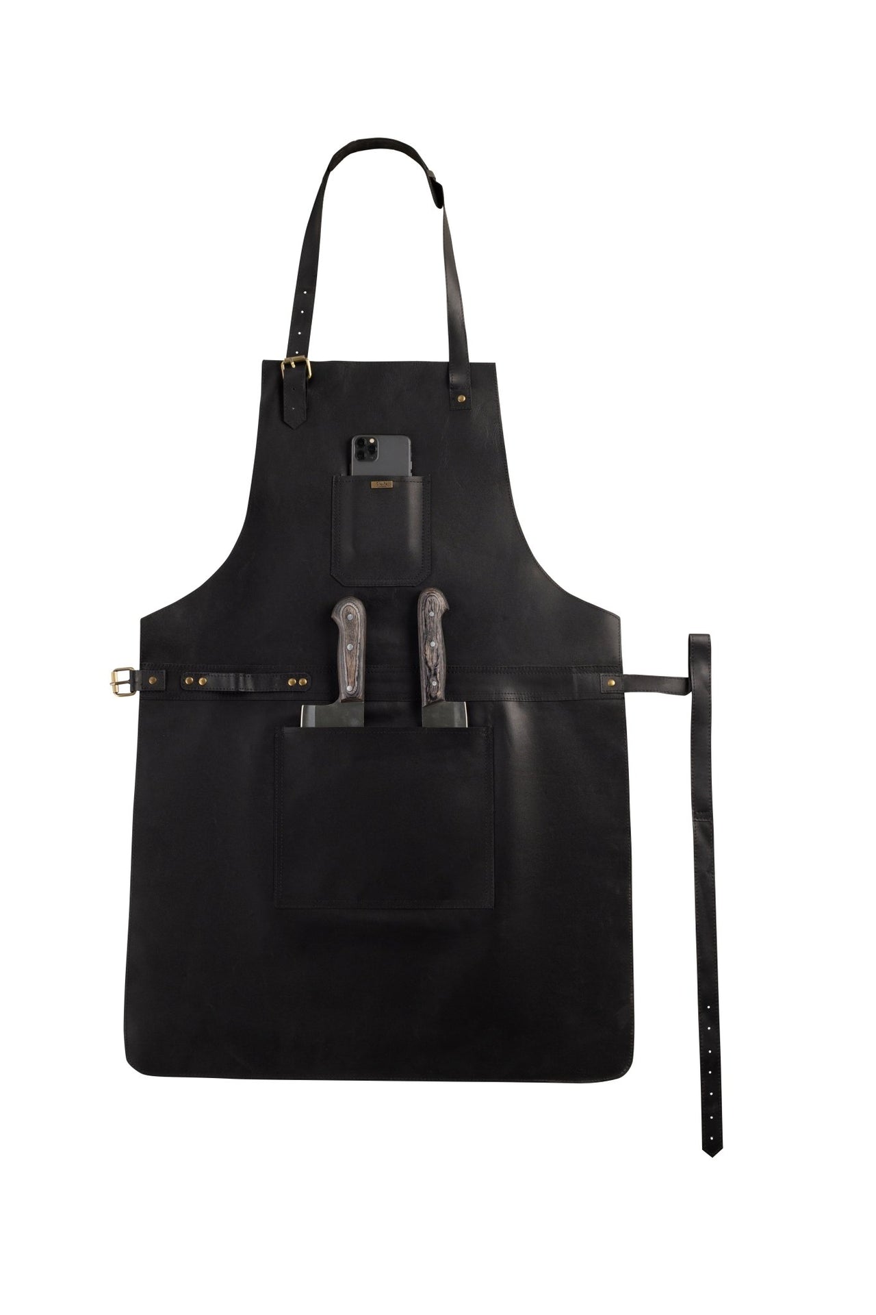 BBQ, Blacksmith, Grill, Woodwork, Chef, Butcher Canvas Apron with Leather Straps - 