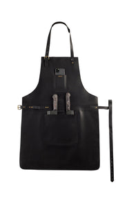 BBQ, Blacksmith, Grill, Woodwork, Chef, Butcher Canvas Apron with Leather Straps - 