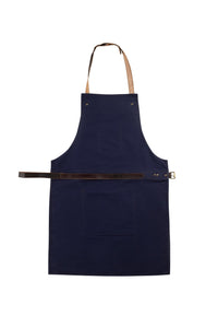 BBQ, Blacksmith, Grill, Woodwork, Chef, Butcher Canvas Apron with Leather Straps - 