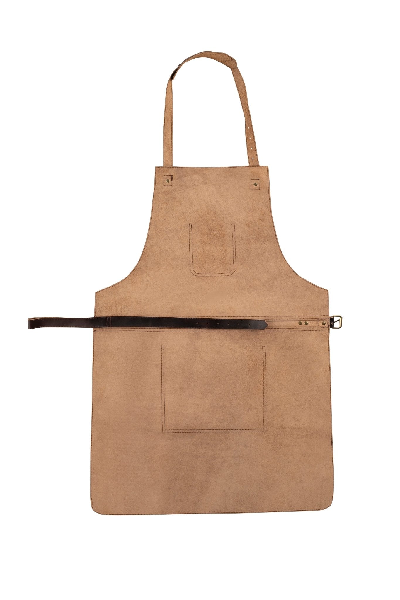bbq, blacksmith, grill, woodwork, chef, butcher canvas apron with leather straps - 