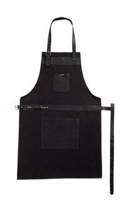BBQ, Blacksmith, Grill, Woodwork, Chef, Butcher Canvas Apron with Leather Straps - 