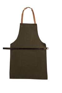 BBQ, Blacksmith, Grill, Woodwork, Chef, Butcher Canvas Apron with Leather Straps - 