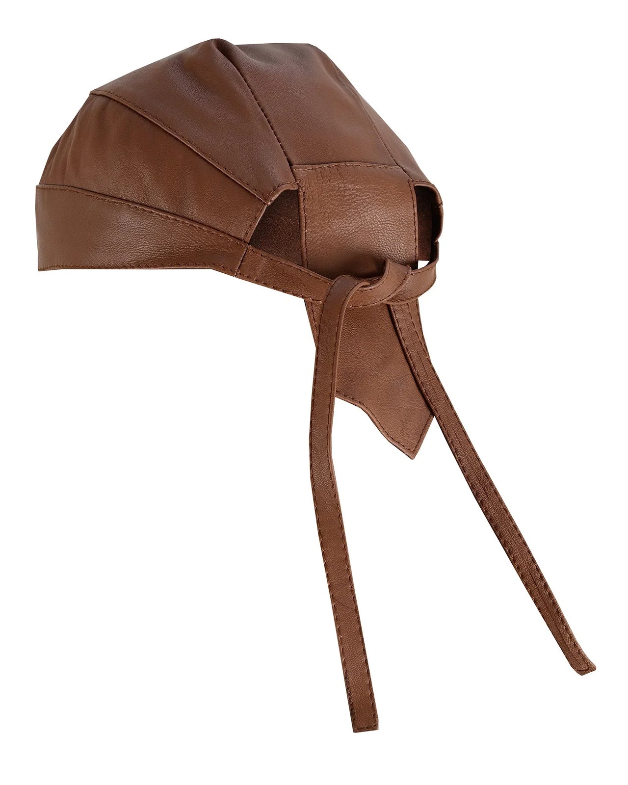 Biker Plain Black Leather Head wrap Motorcycle - 