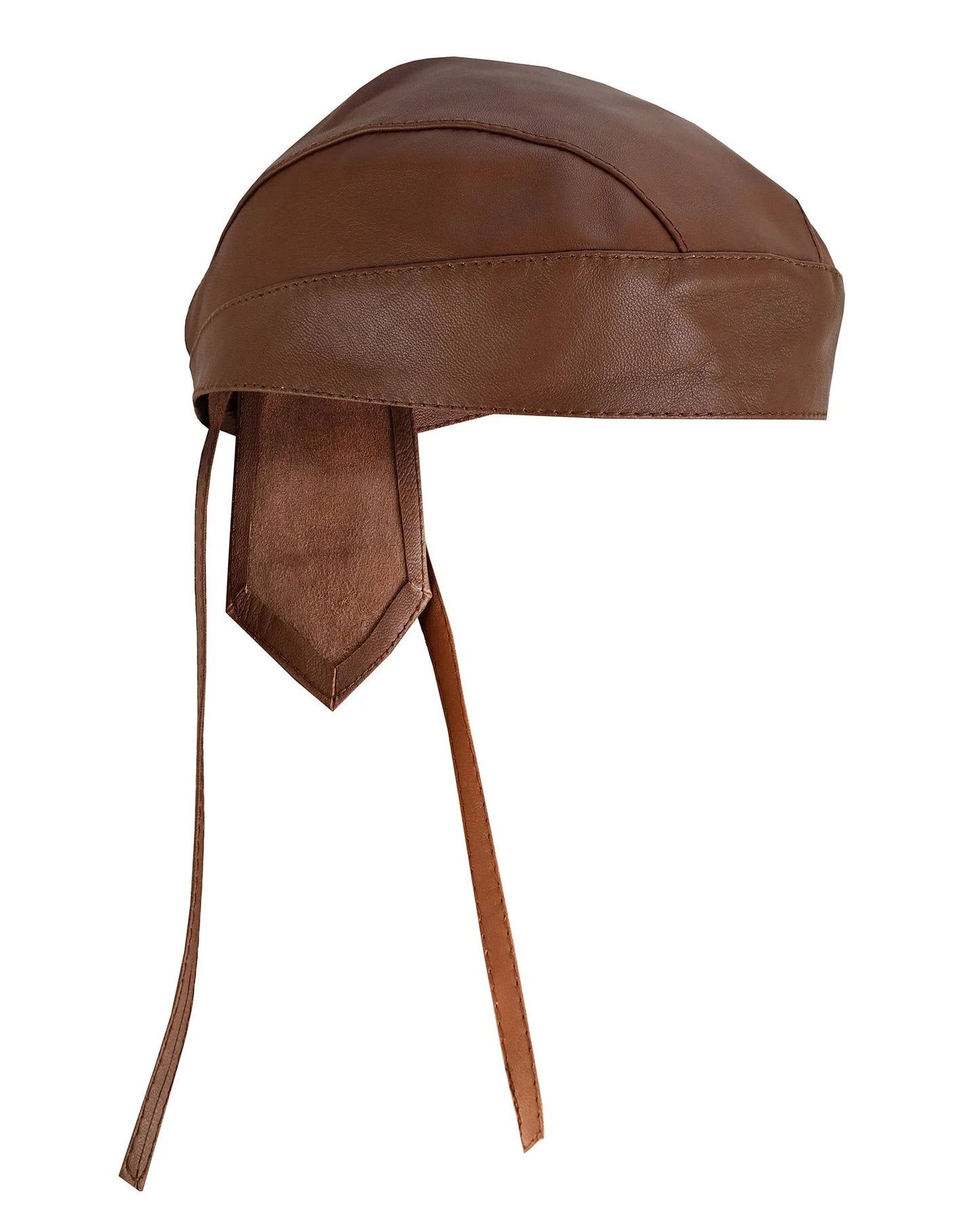 biker plain black leather head wrap motorcycle - 