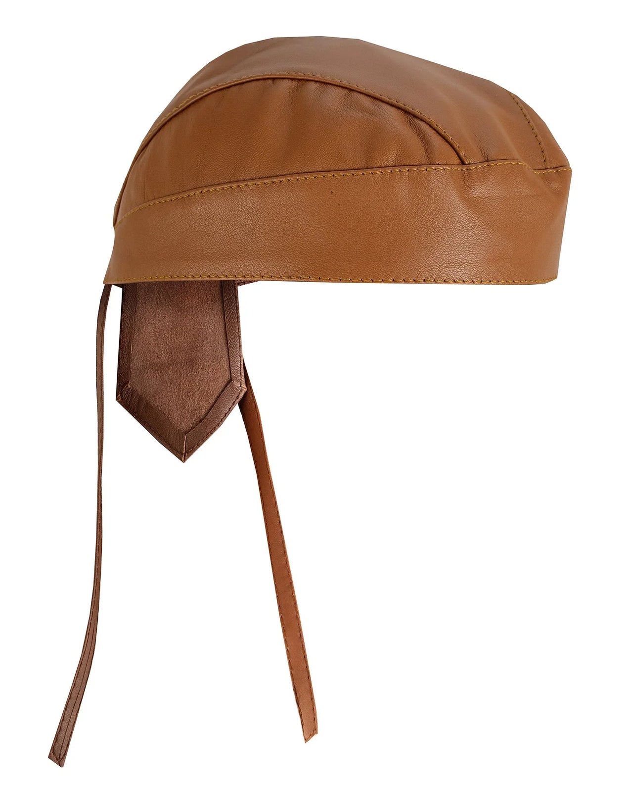 Biker Plain Black Leather Head wrap Motorcycle - 