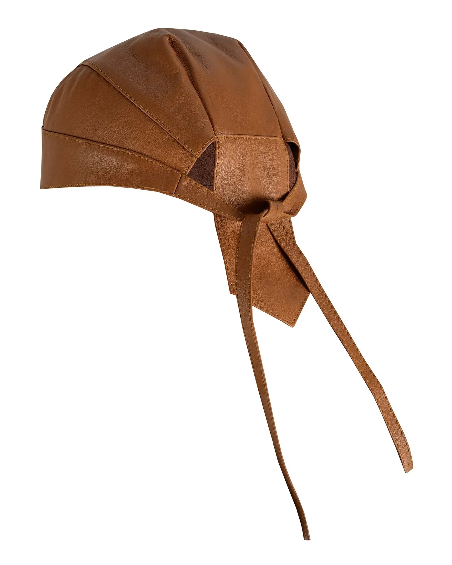 biker plain black leather head wrap motorcycle - 