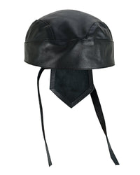 Biker Plain Black Leather Head wrap Motorcycle - 