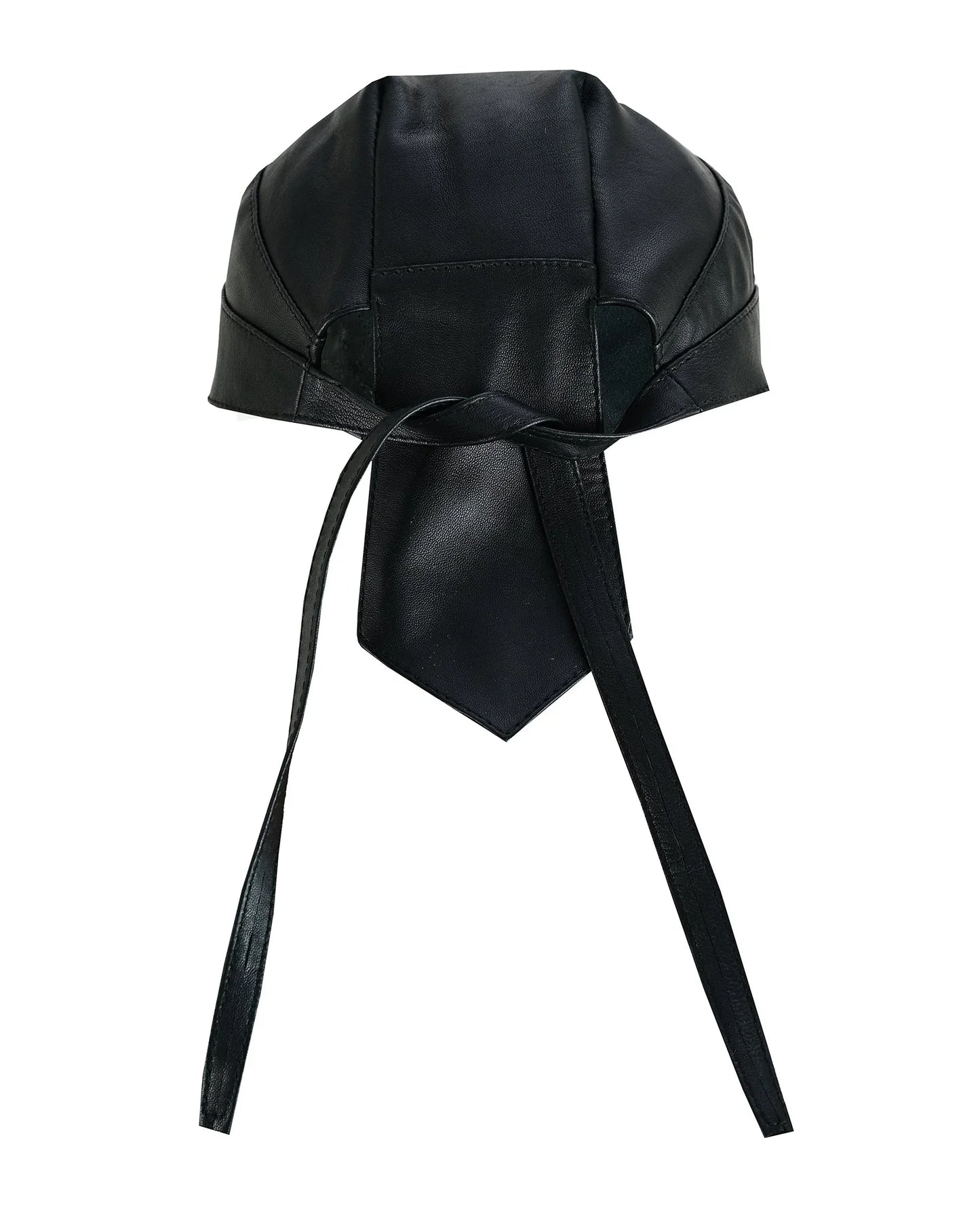 biker plain black leather head wrap motorcycle - 