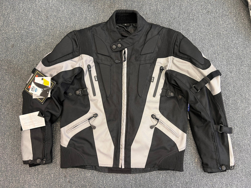 Black and Silver Textile Motorcycle Biker Jacket XL - 