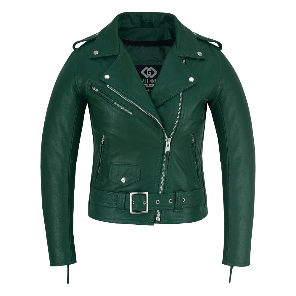 Black Classic Womens Brando Motorcycle Leather Jacket Ladies Biker Cowhide - 