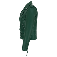 Black Classic Womens Brando Motorcycle Leather Jacket Ladies Biker Cowhide - 