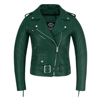 Black Classic Womens Brando Motorcycle Leather Jacket Ladies Biker Cowhide - 
