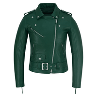 Black Classic Womens Brando Motorcycle Leather Jacket Ladies Biker Cowhide - 