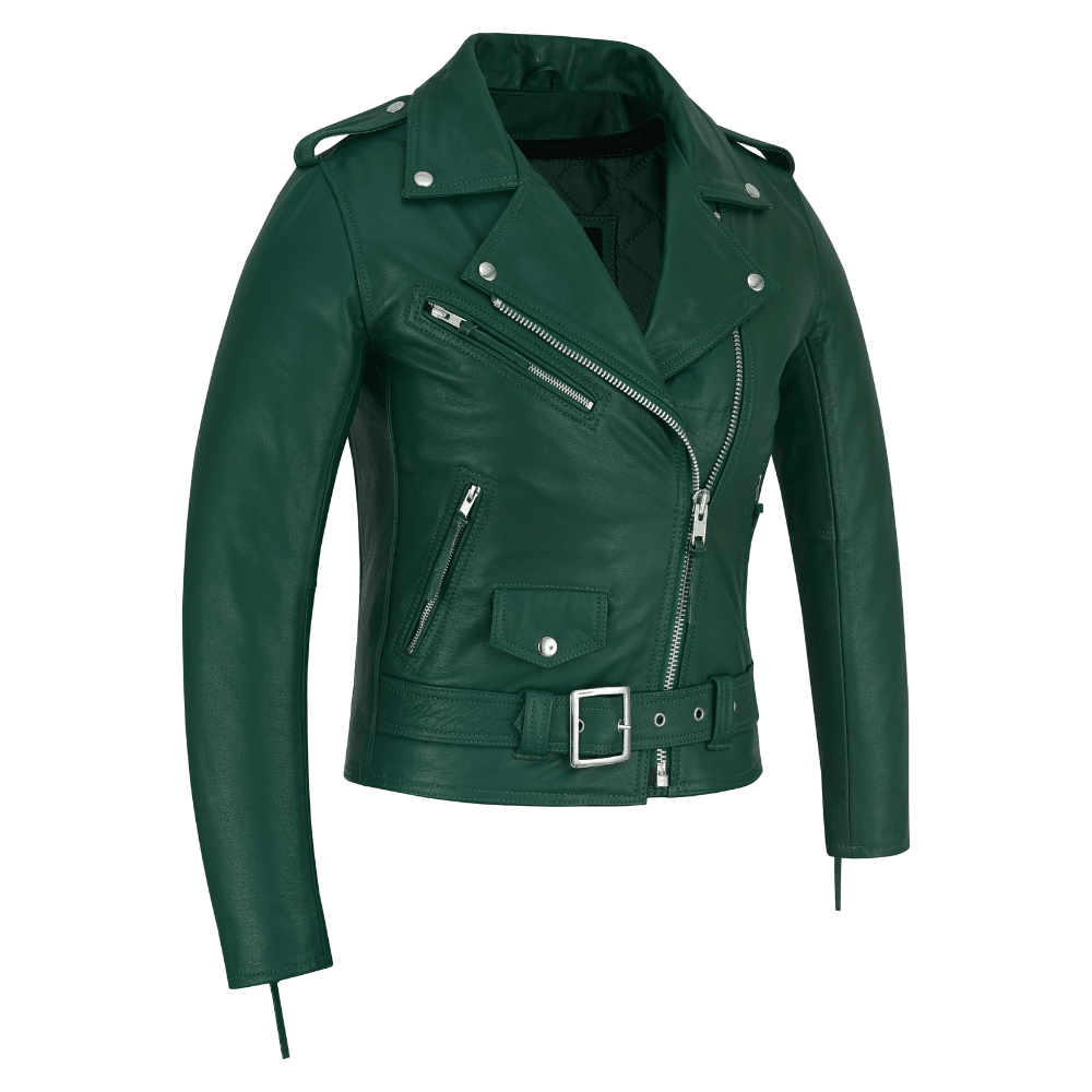 black classic womens brando motorcycle leather jacket ladies biker cowhide - 