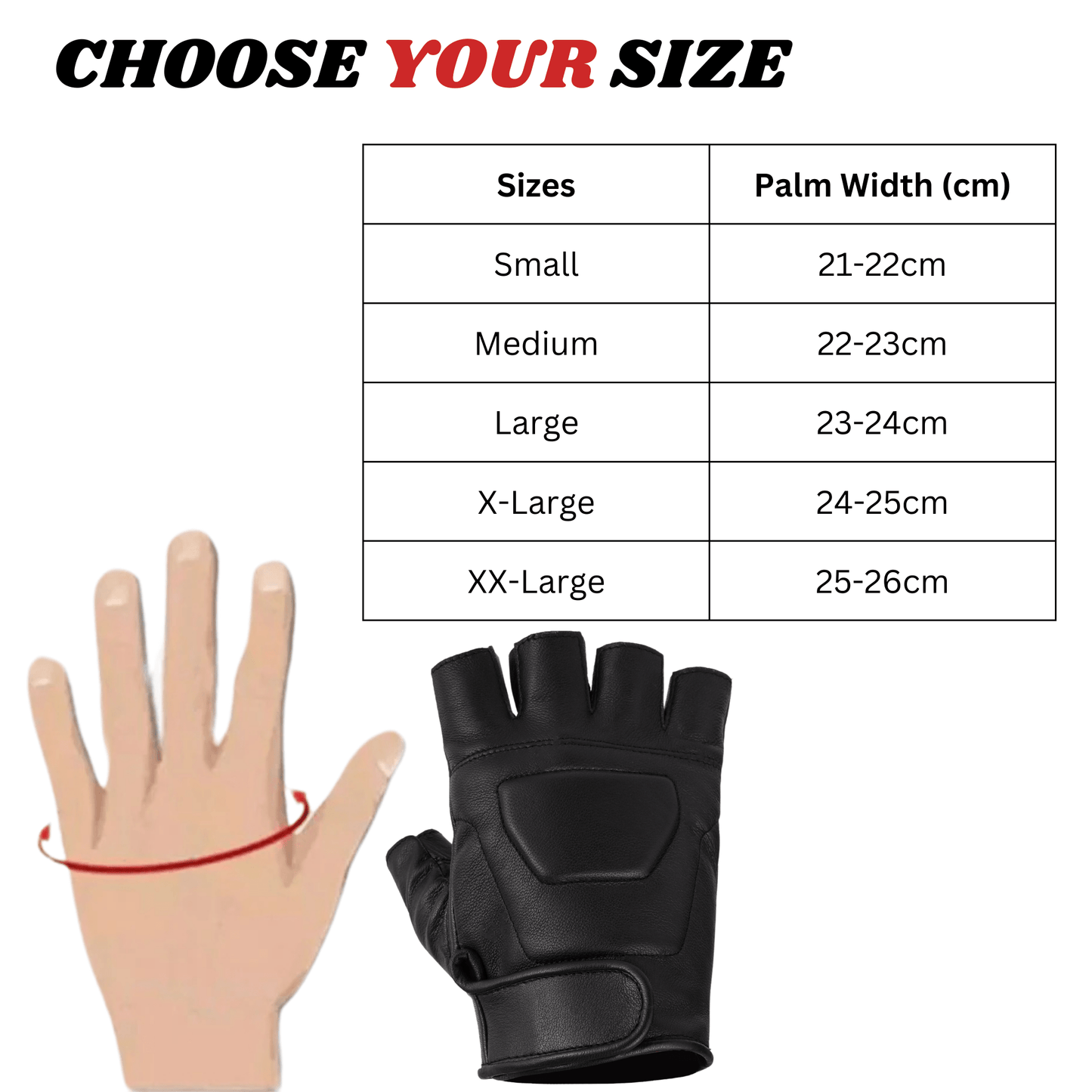 black premium leather padded design fingerless gloves - 