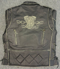 Black Twin Engine Biker Leather Jacket - 
