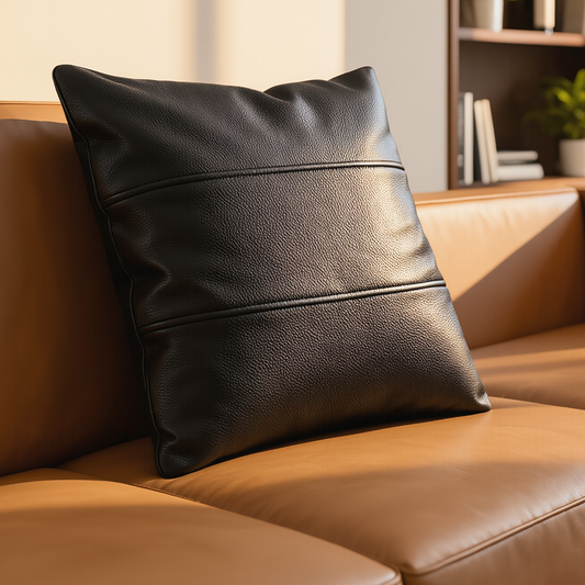 Genuine Leather Striped Cushion Covers – Set of 2 in Nine Colours