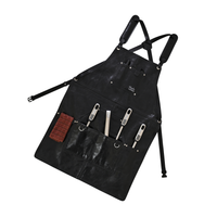 Leather BBQ Apron with Multi Pockets for Chefs and Grilling