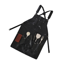 Leather BBQ Apron with Multi Pockets for Chefs and Grilling