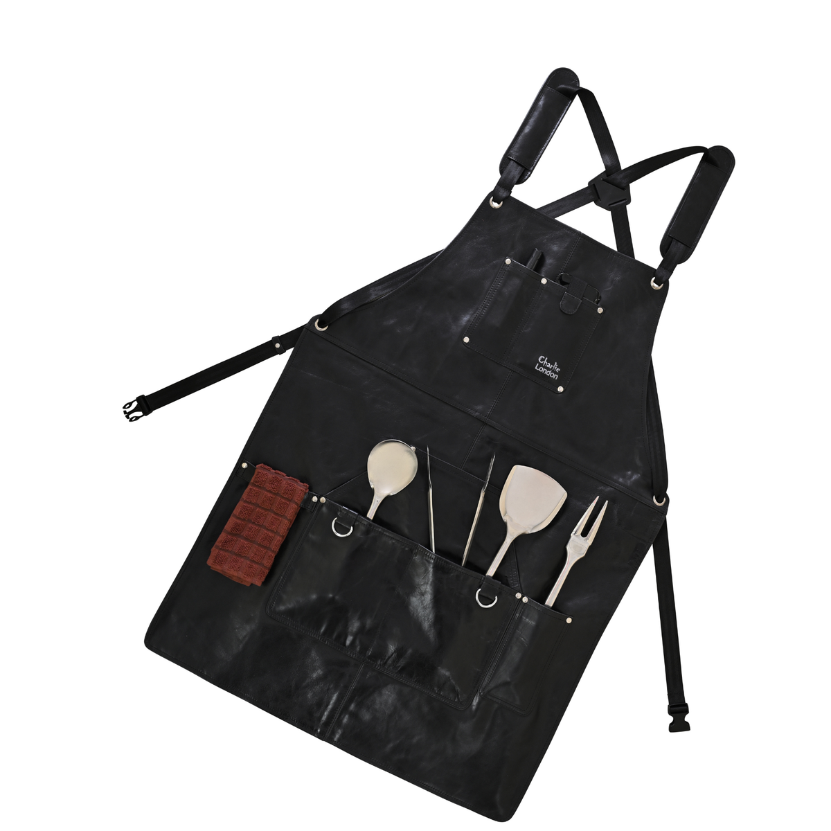 Leather BBQ Apron with Multi Pockets for Chefs and Grilling