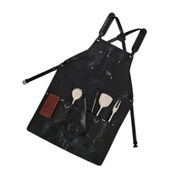 Leather BBQ Apron with Multi Pockets for Chefs and Grilling
