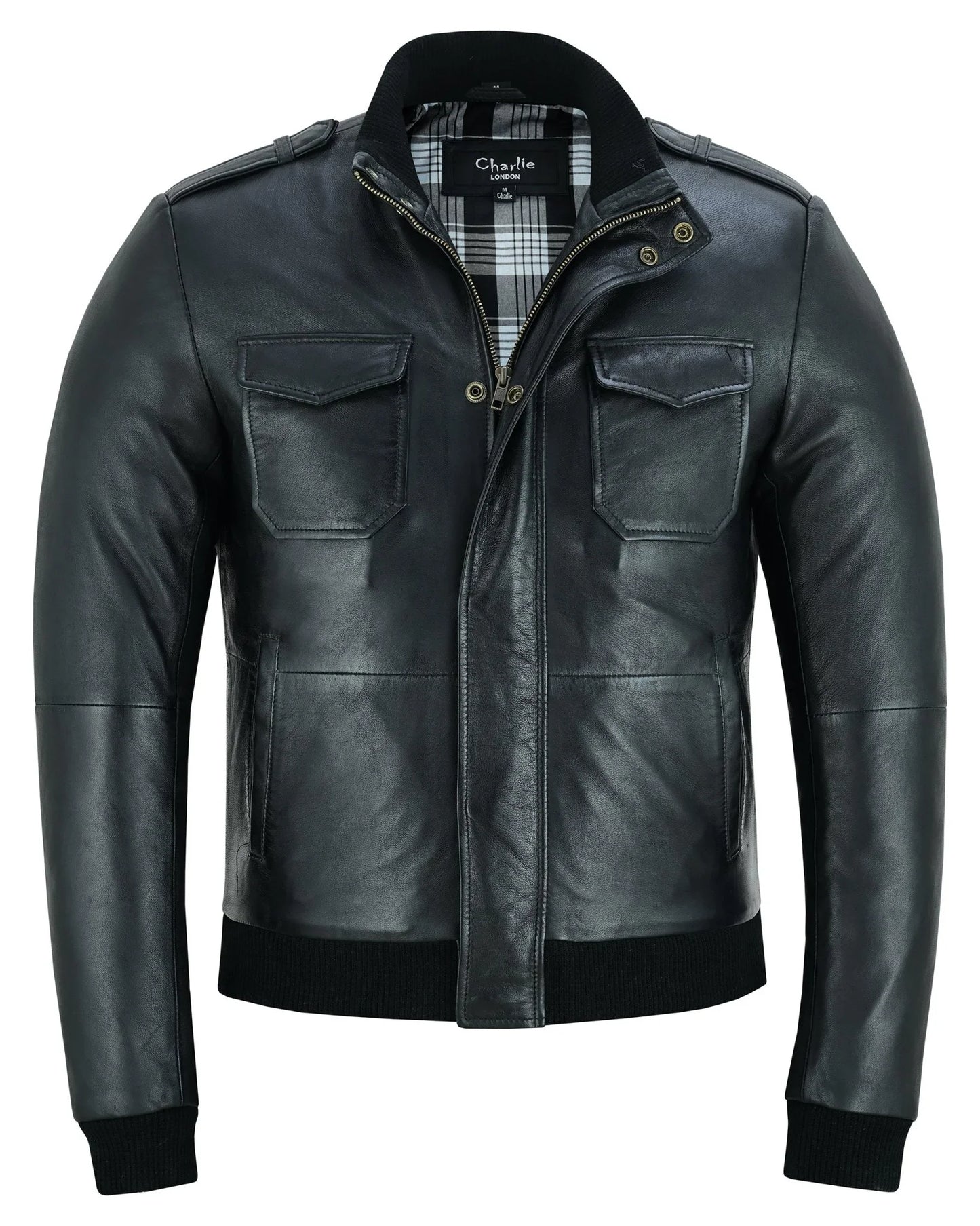 bristol men's real leather bomber jacket - smart casual style -