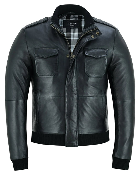 Bristol Men's Real Leather Bomber Jacket - Smart Casual Style -