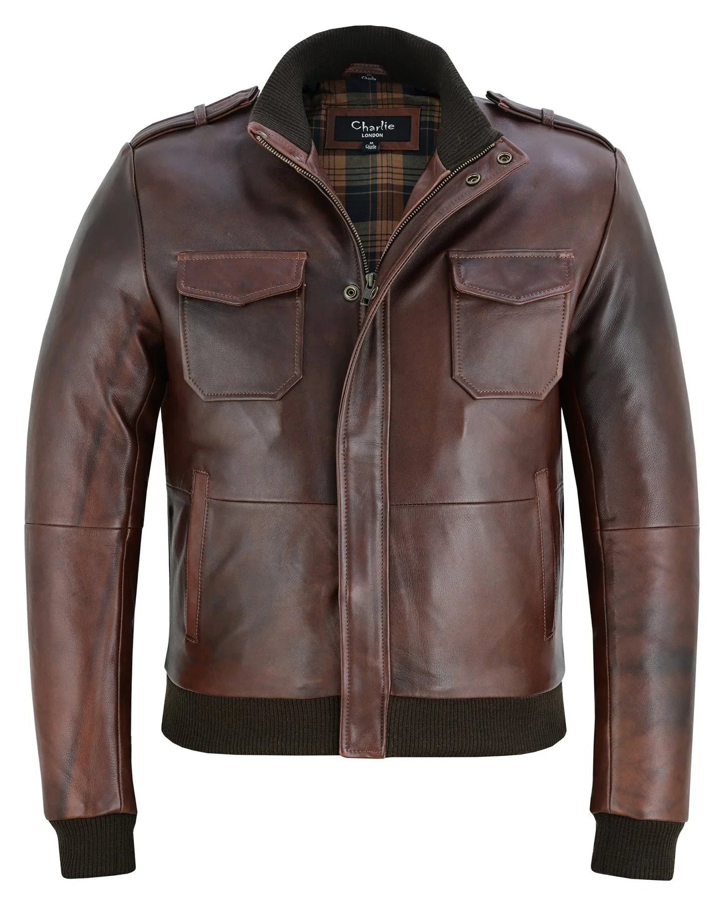 bristol men's real leather bomber jacket - smart casual style -
