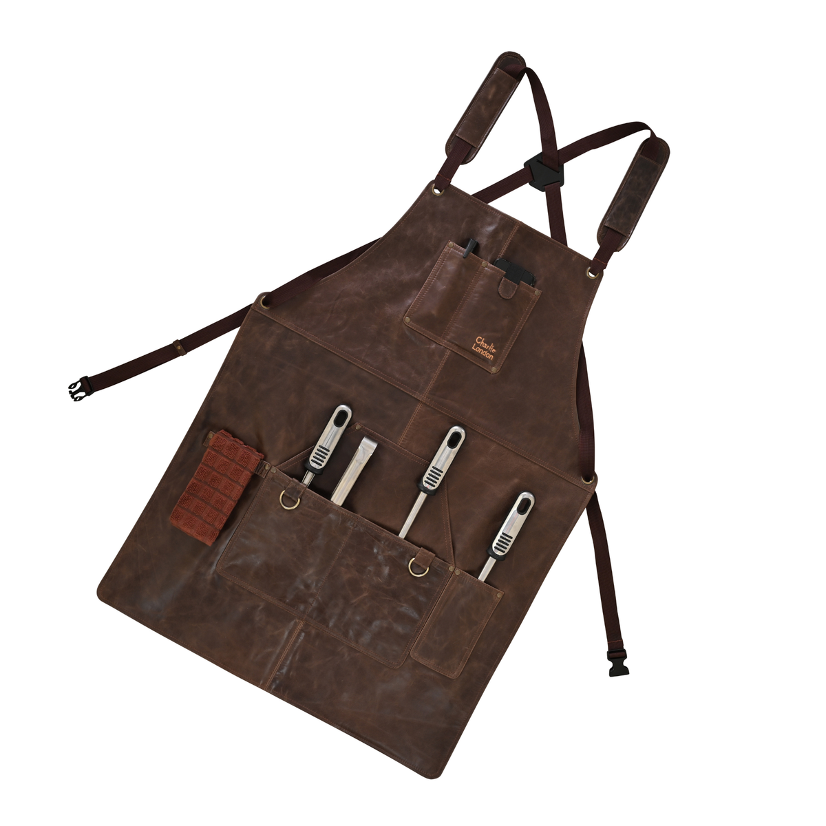 Leather BBQ Apron with Multi Pockets for Chefs and Grilling
