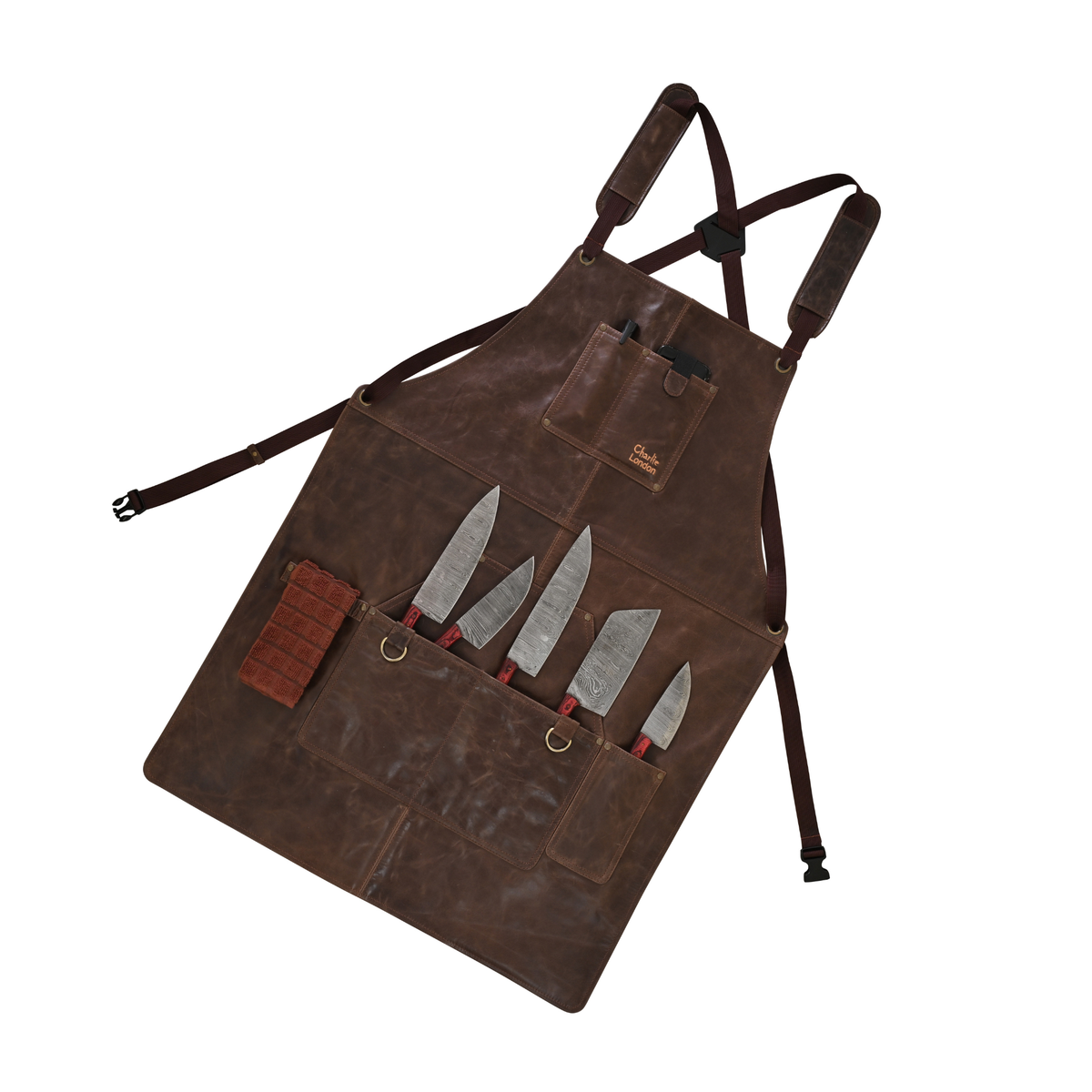 Leather BBQ Apron with Multi Pockets for Chefs and Grilling