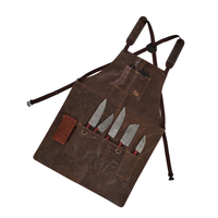 Leather BBQ Apron with Multi Pockets for Chefs and Grilling