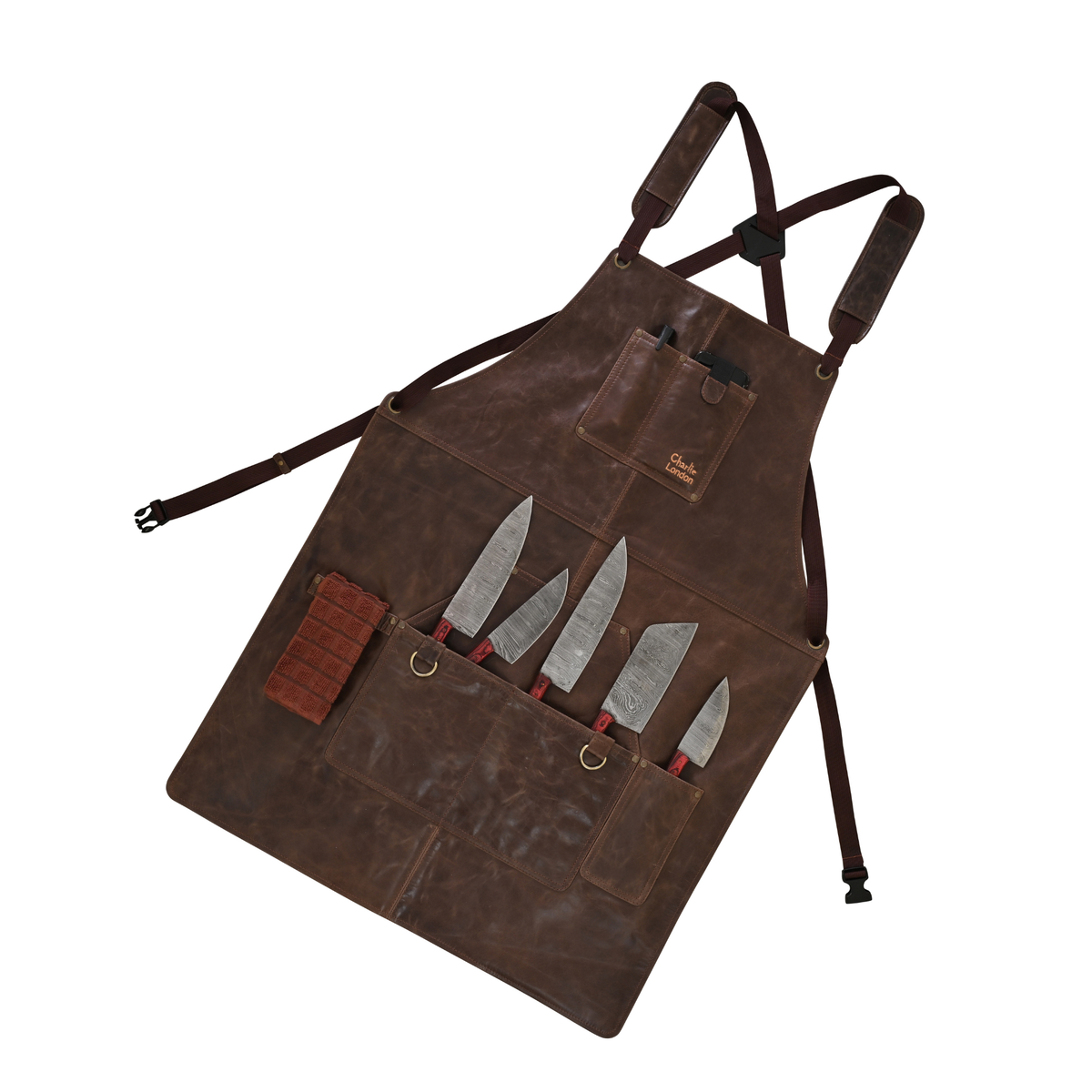 Leather BBQ Apron with Multi Pockets for Chefs and Grilling
